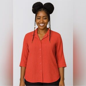 White Stag Coral/Pink/Red Button-Down Blouse - Size 30W/32W